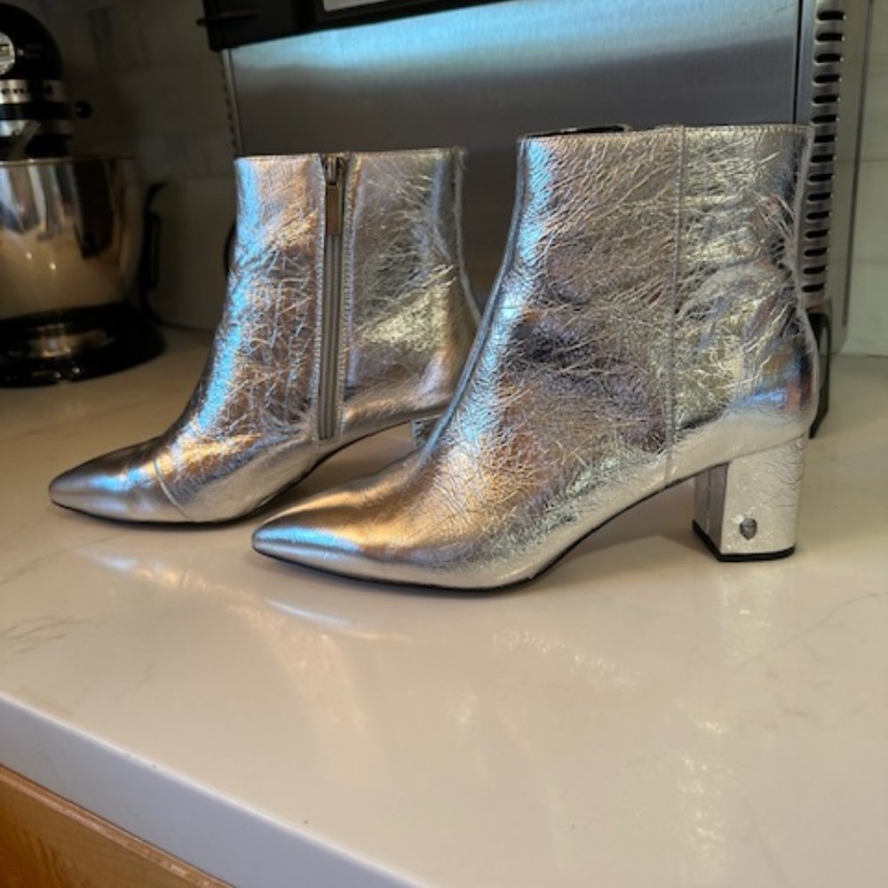 Kurt Geiger Silver Blocked Heel Ankle Boots Size 9